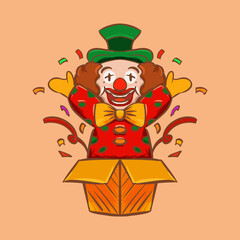 Hand drawn cartoon fool's Day clown holiday illustration

