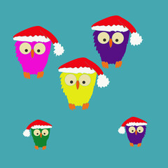 Doodle new year  owl. Hand drawn.