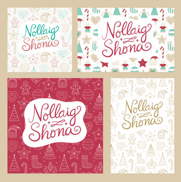 Nollaig Shona: Merry Christmas cards in Irish in square, horizontal, and vertical format