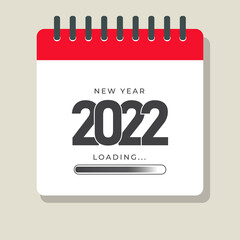 New year 2022 loading with calender illustration on isolated background