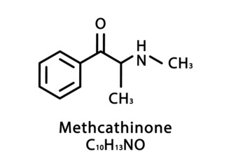 Methcathinone molecular structure. Ephedrone skeletal chemical formula. Chemical molecular formula vector illustration