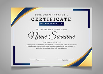 gold certificate template design for appreciation