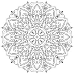 Vector drawing for coloring book. Geometric floral pattern. Contour drawing on a white background. Mandala.