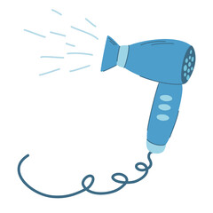 Hair dryer. Hair care tools for hairdressing salon and home. Symbol for drying hair. Cartoon Vector illustration.
