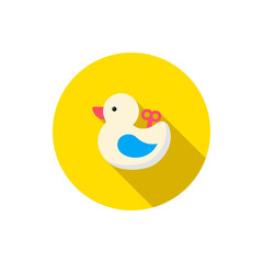 Duck toy vector icon, flat design, long shadow, eps10