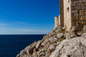 Fototapeta na wymiar Medieval city walls in Dubrovnik. Croatia