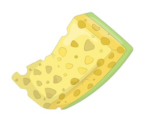 Nice cartoon sponge for washing dishes. Toy house. Hand drawn vector illustration