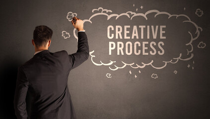 businessman drawing a cloud with inscription