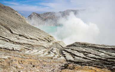 Ijen volcano in East Java, Indonesia