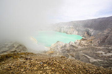 Ijen volcano in East Java, Indonesia