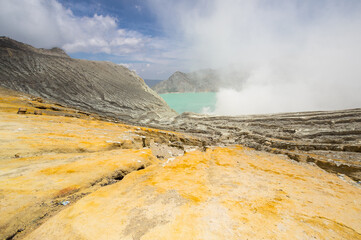 Ijen volcano in East Java, Indonesia