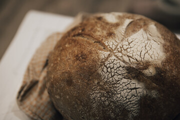 close up crusted Baked bread