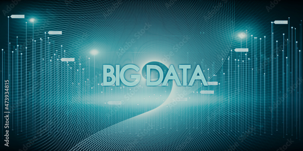 Aufkleber Abstract glowing digital big data background. Technology and database concept. 3D Rendering.