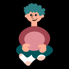 a man sitting cross his legs - a picture on the avatar of a site or blog, a child, a boy. Design element