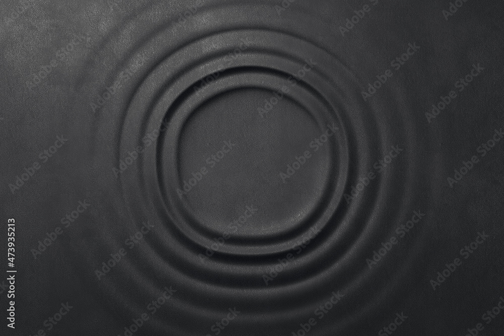 Poster Creative black leather circle background with mock up place for product. Presentation and design concept. 3D Rendering.