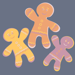 Illustration a square background - a gingerbread man, a festive curly cookie. Design element