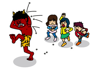 節分の豆まきイラスト