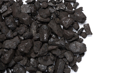 Coal border isolated on white background top view.