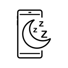 Sleep phone, night mode. Smartphone with moon icon. Illustration vector
