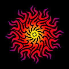 Fire mandala art, mandala art, abstract background with a flower