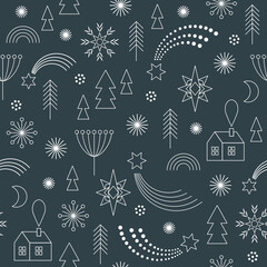 Seamless Christmas and New Year background. Geometric style
