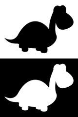 Young herbivorous dinosaur in profile with black and white shadow