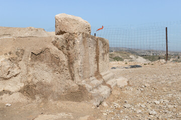 Ruins  of the palace of King Herod - Herodion in the Judean Desert, in Israel