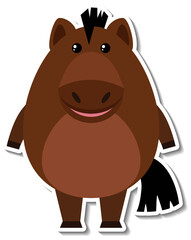 Chubby horse animal cartoon sticker