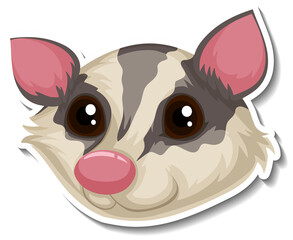 Head of Sugar glider animal cartoon sticker