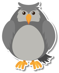 Chubby owl animal cartoon sticker