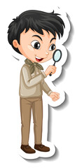 Boy in safari outfit cartoon character sticker