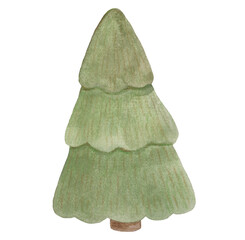 Christmas tree. Watercolor illustration for stickers, postcards and other decoration.
