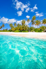 Tropical resort hotel beach paradise. Amazing nature, coast, shore. Summer vacation, travel...