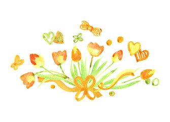Watercolor flower bouquet. Hand painted illustration. High quality photo