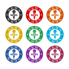 News button icon isolated on white background, color set