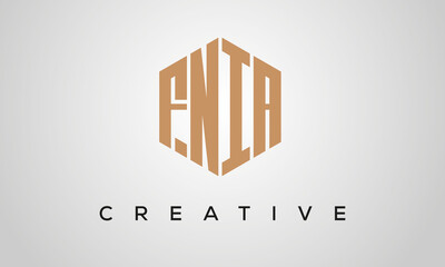 letters FNIA creative polygon hexagon logo victor template