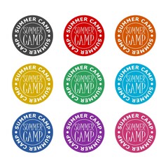 Summer camp icon isolated on white background, color set