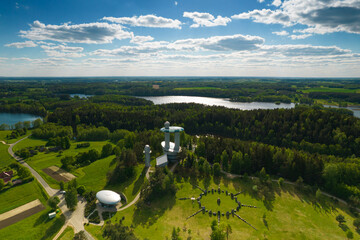 Aerial summer day view of Molėtai Astronomical Observatory