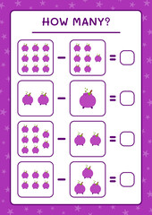 How many Cauldron, game for children. Vector illustration, printable worksheet