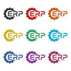 ERP icon isolated on white background, color set