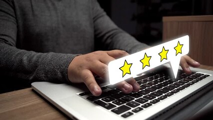 customer service concept. person using laptop to review a service.