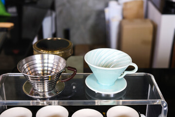 ceramic Cup of coffee Prepared ,drip coffee mug