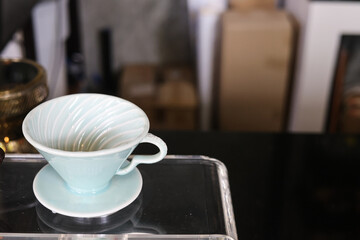 ceramic Cup of coffee Prepared ,drip coffee mug