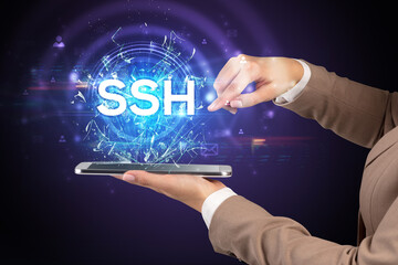 Close-up of a touchscreen with abbreviation.