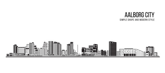 Fototapeta premium Cityscape Building Abstract Simple shape and modern style art Vector design - Aalborg city
