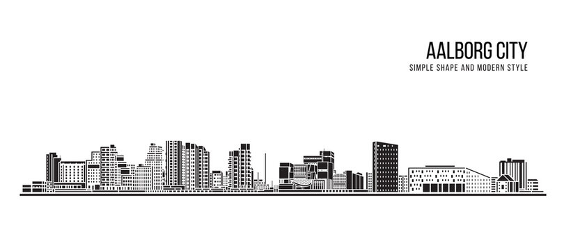 Cityscape Building Abstract Simple shape and modern style art Vector design - Aalborg city