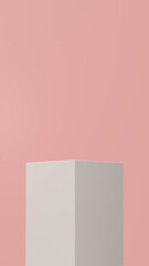 3d render image of pink and white color empty space podium for product advertisement