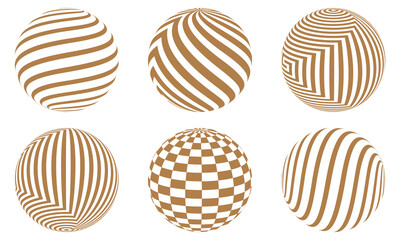 Golden and white vector sphere of lines for design of logo. Icons set