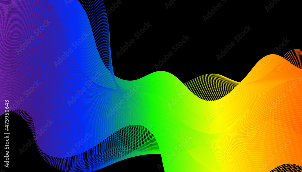 Poster rainbow wave colorful gradient light background. curve line spectrum design concept wallpaper. abstr