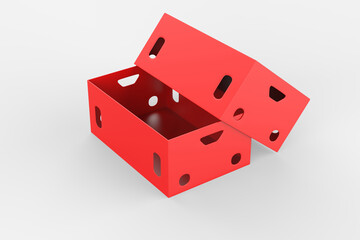 Realistic Open And Closed Blank Big Packaging Boxes isolated on white background. 3d illustration
